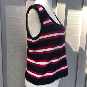 ST. JOHN SPORT Red, White and Blue Striped Tank